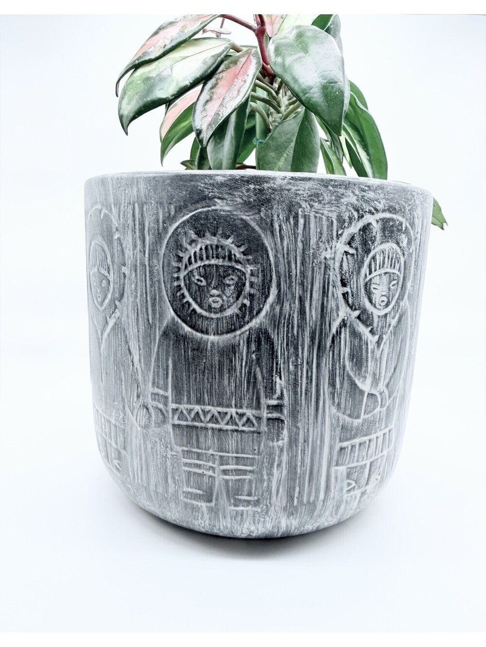 Vintage Ceramic Inuit Art Planter Pot Limited Edition 3D Soapstone Glaze Rare